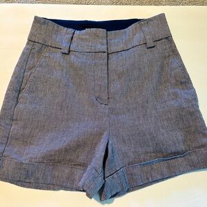EXPRESS MIDI Mid Rise Women's Linen Blend Shorts  Size 00 Stretch- Navy